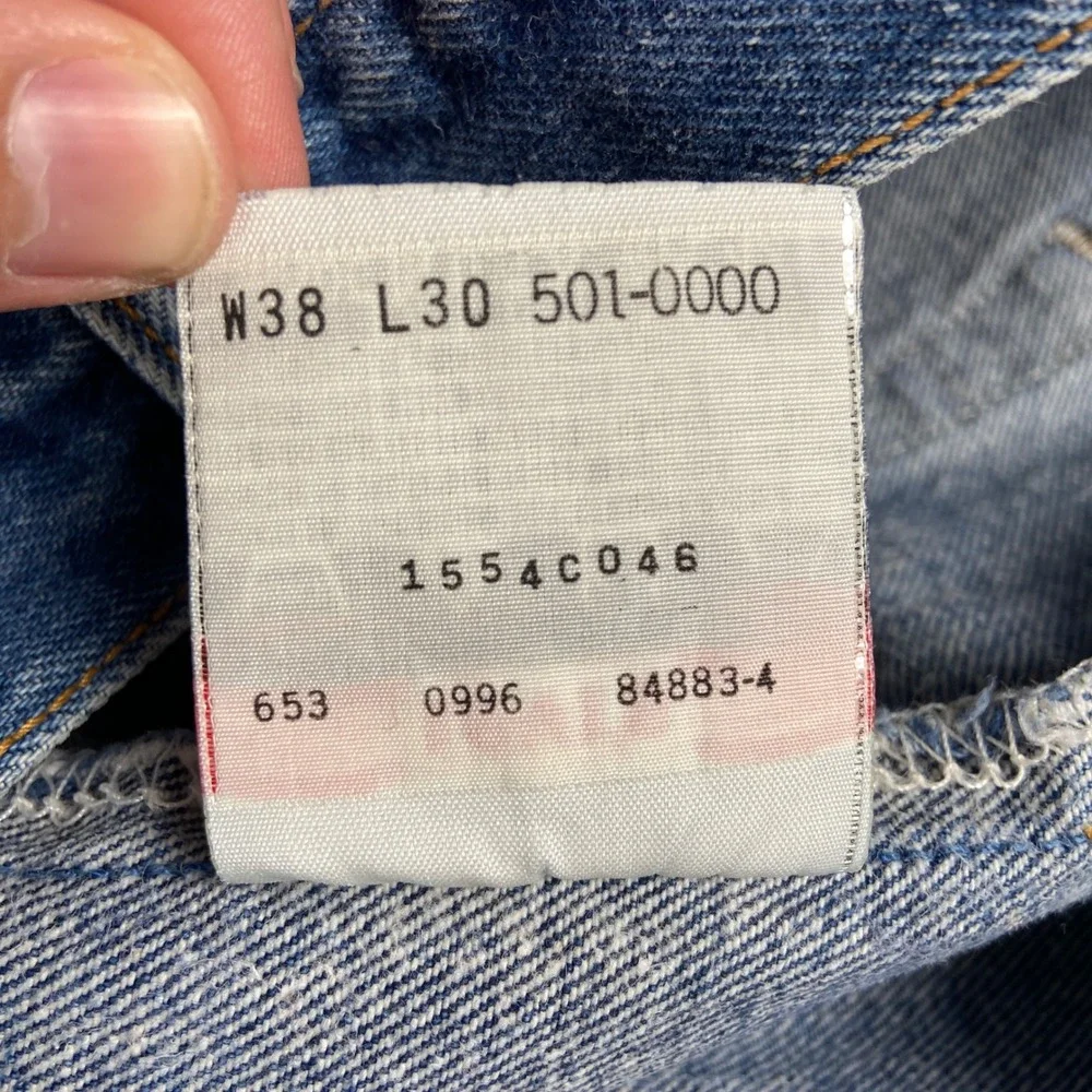 Vintage Levis 501XX Jeans Men 38x30 Blue Denim Raw Hem Fade USA 90s (Fits 36x27)